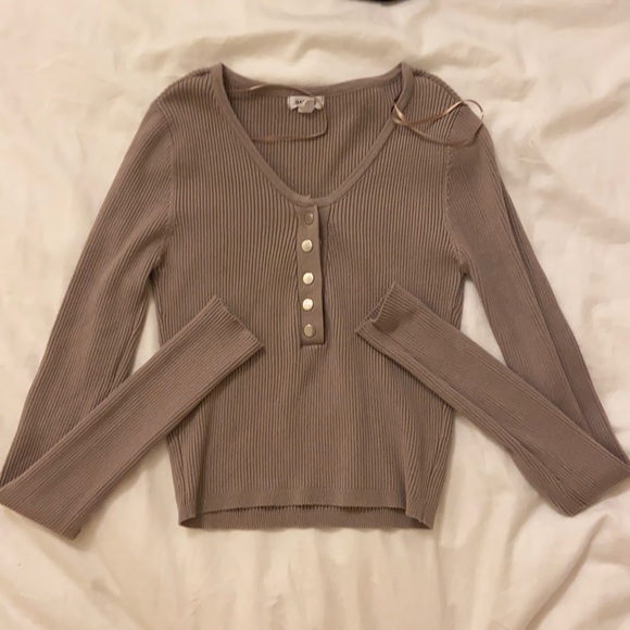Tight long-sleeve brown shirt from Garage. - Picture 2 of 3
